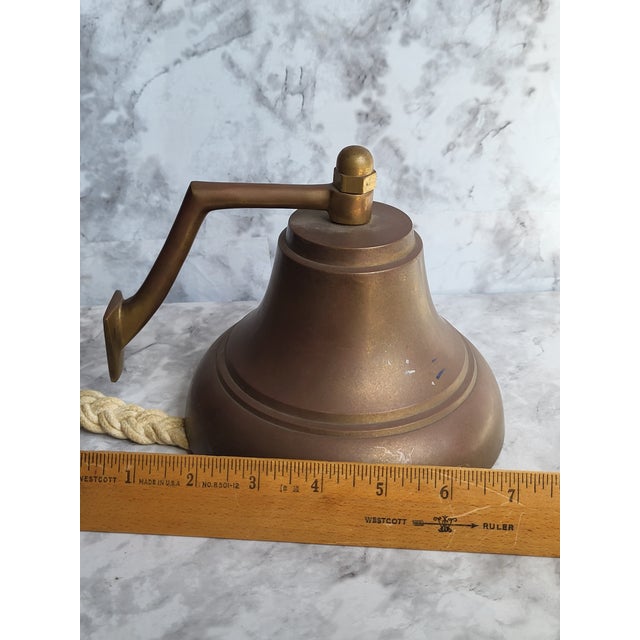 Brass Vintage Brass Ship Bell With Rope Handle For Sale - Image 8 of 9