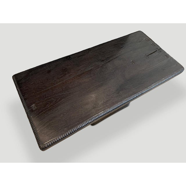 Andrianna Shamaris Impressive Minimalist Carved Teak Wood Coffee Table For Sale - Image 4 of 18