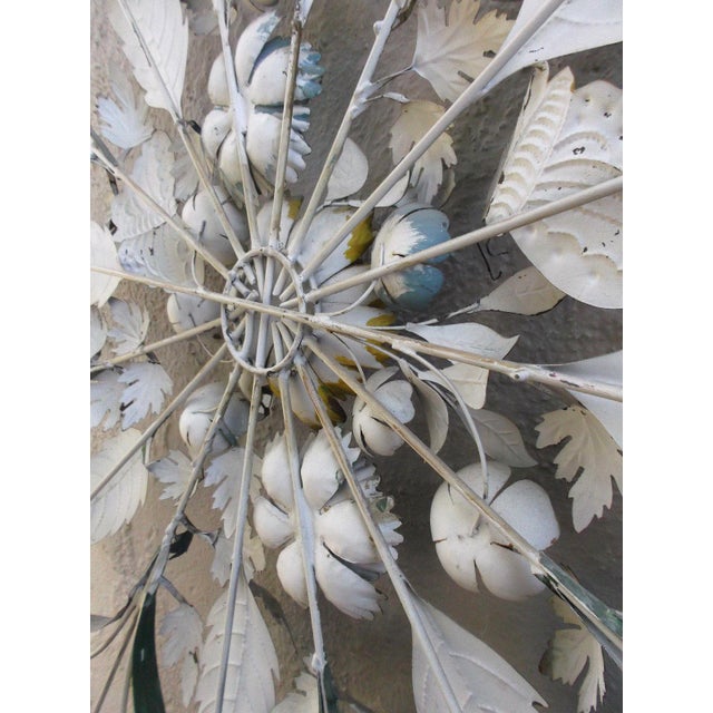 Metal Vintage 36" Floral Wrought Iron Toleware Wall Art Hanging Large Flowers For Sale - Image 7 of 7