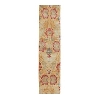 Spanish European Style Runner in Gold, Red & Gray Floral Pattern by Rug & Kilim For Sale