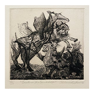 1972 Adrienne Cullom Beast in the Landscape Etching For Sale