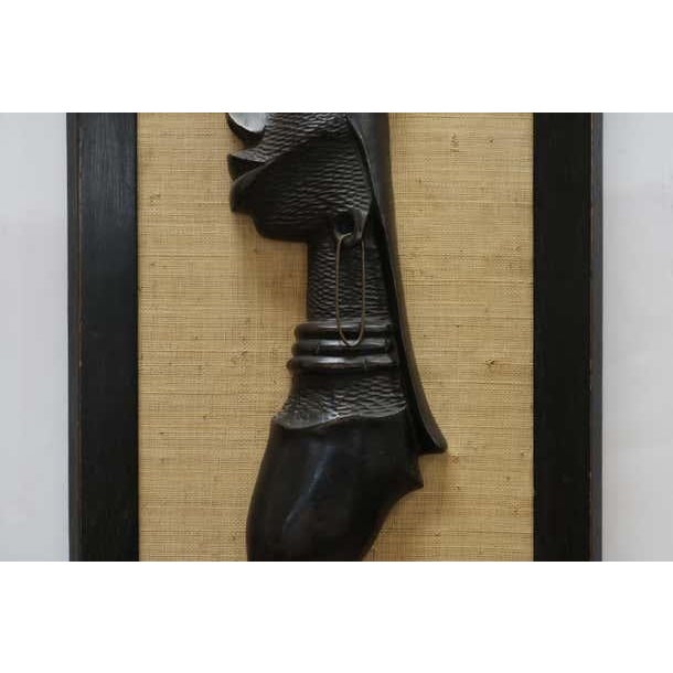 Black Central African Bust Wall Sculptures 'Male and Female' For Sale - Image 8 of 8