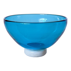 Vintage Hand Blown Art Glass Pedestal Bowl