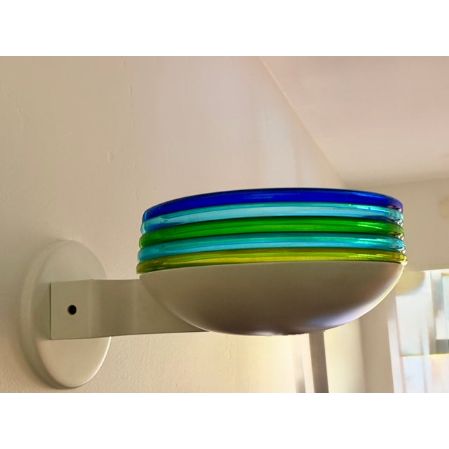 Contemporary 1980s Leucos L670 Italian Murano and Metal Glass Sconces - a Pair For Sale - Image 3 of 14