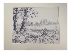 Socrate Foscato, Bush, Ink Drawing, Late 20th Century