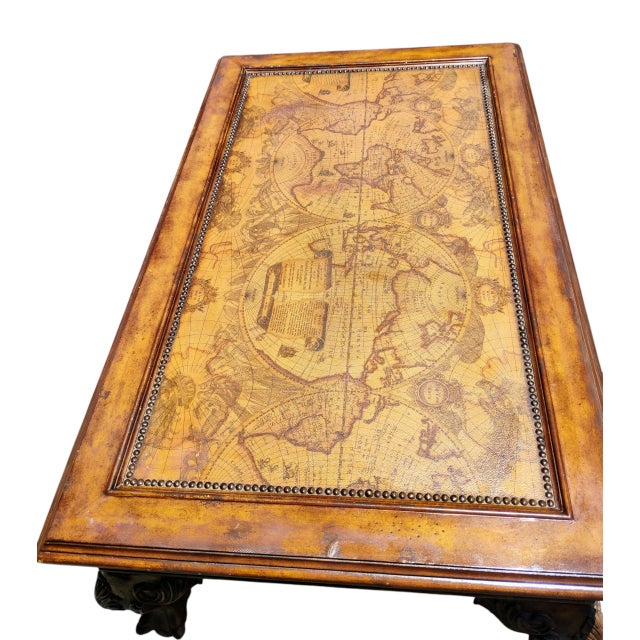 Copper 1970s Stunning Classic World Map Coffee Table That Blends Timeless Elegance With Global Adventure. For Sale - Image 8 of 11