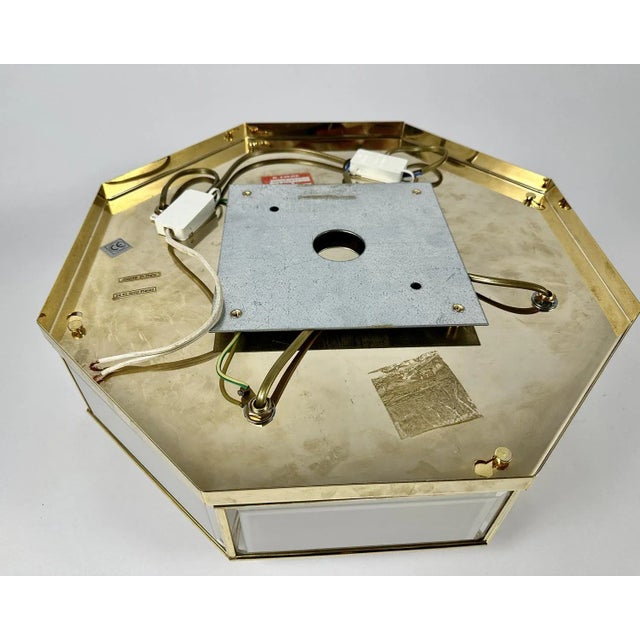 Mid-Century Modern Italian Brass and Glass Ceiling Wall Lamp, 1970s For Sale - Image 9 of 10