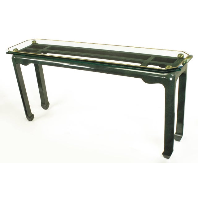 Heathered Green Ming Style Console Table With Beveled ...