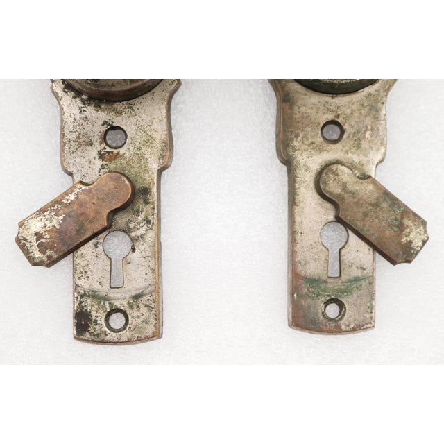 Traditional Antique 1870s Gilbert Patent Lever Door Knob Set For Sale - Image 3 of 5