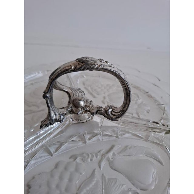 Art Deco Pressed Glass Divided Serving Dish with Alpaca Handle, 1930 For Sale - Image 13 of 18