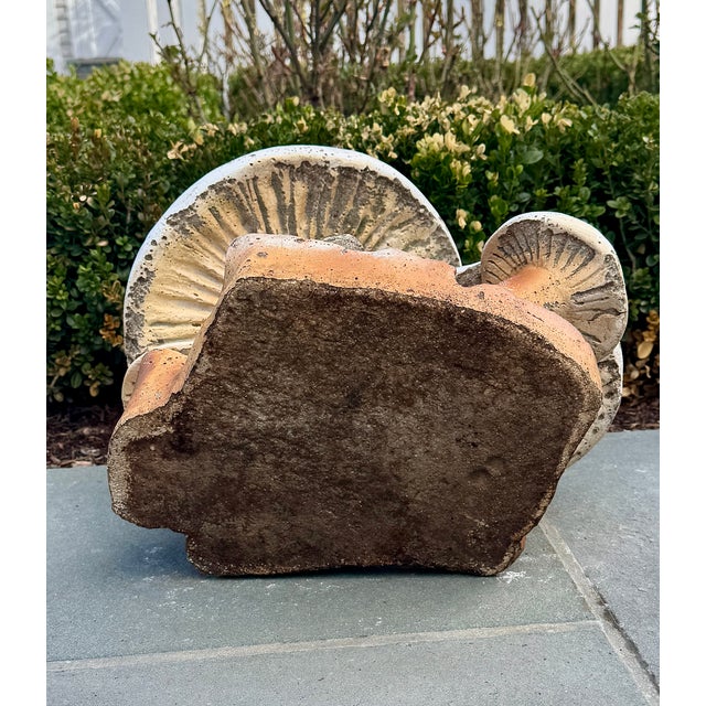 Cast Stone Mushroom Toadstool Garden Sculpture With Frog For Sale - Image 12 of 12