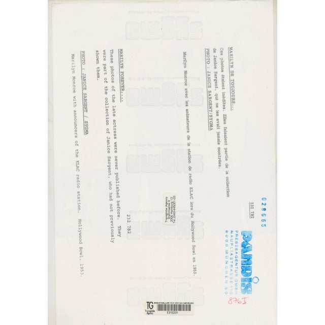 Marilyn Monroe with Announcers of the Klac Radio Station, Hollywood Blvd, 1953, Photograph For Sale - Image 3 of 7