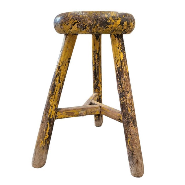 Primitive Wooden Tripod Stool / Height 52 Cm For Sale - Image 5 of 18
