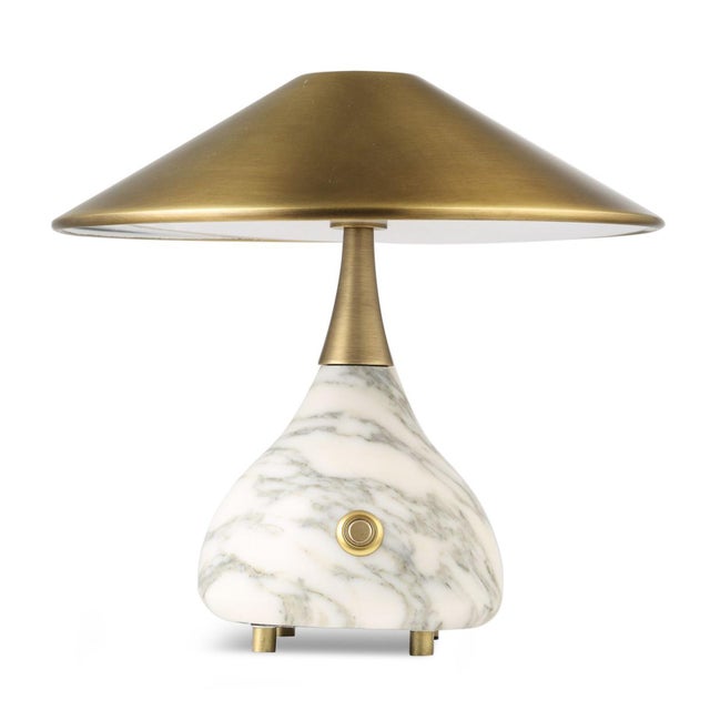 2020s Mini Marble & Brass Table Lamp For Sale - Image 5 of 5