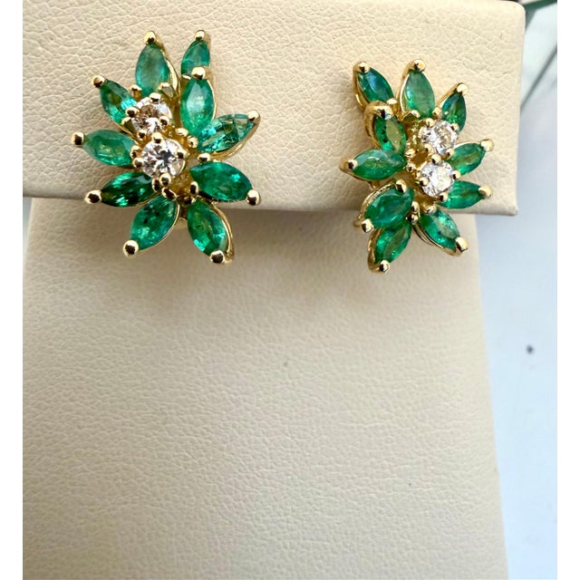 2.2Ct Natural Brazilin Marquise Emerald & 0.40 Ct Diamond Clipon Earring 18 KYG For Sale - Image 13 of 18