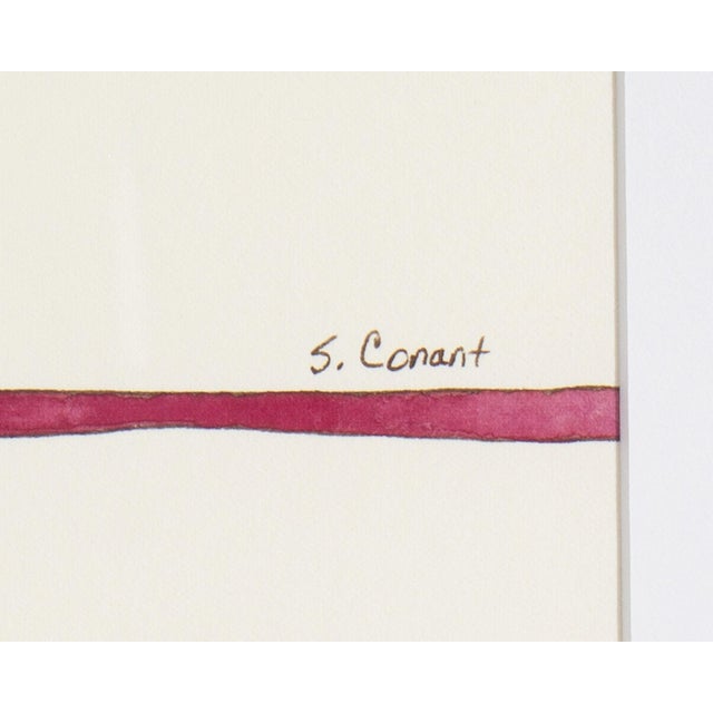 Red 1991 "Fictitious Flowers #2" Gouache Painting by Steven Conant For Sale - Image 8 of 8