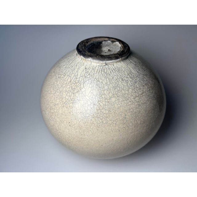 Ceramic Vintage Globular Form Raku Studio Art Pottery Vase For Sale - Image 7 of 9