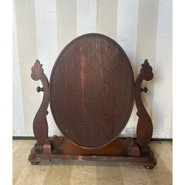 Wood 19th Century American Empire Mahogany Dressing Mirror With Dolphins For Sale - Image 7 of 7