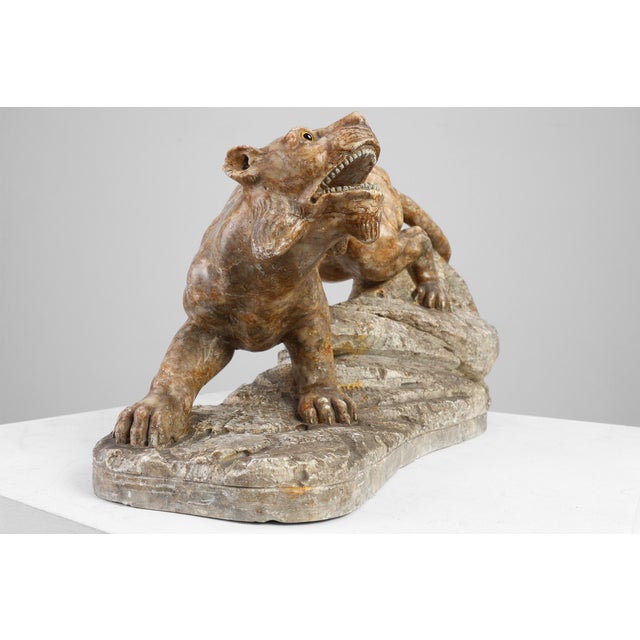 Belgian Artist, Large Statue of a Lynx, 1960s, Marble For Sale - Image 6 of 12