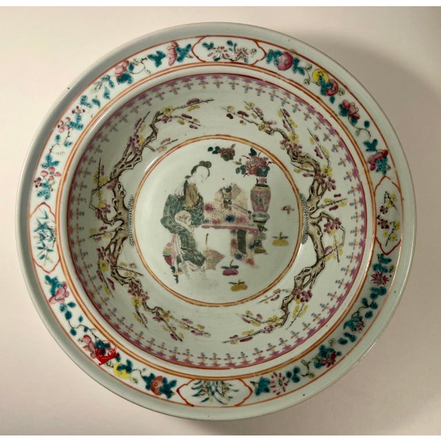 Chinese Circa 1915-1920 Early Republic Chinese Kanghxi Style Big Porcelain Bowl 13.5"d For Sale - Image 3 of 14
