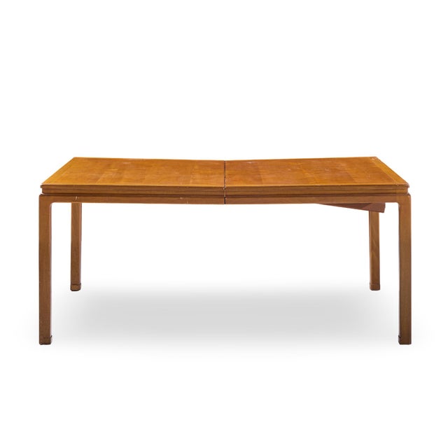 Wood Edward Wormley for Dunbar Mid Century Bleached Mahogany Expanding Dining Table With 2 Leaves For Sale - Image 7 of 13