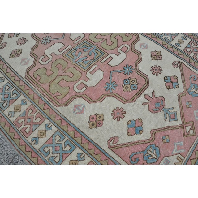 Textile 5x8 Oushak Tribal Anatolian Carpet For Sale - Image 7 of 11