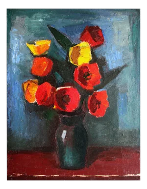 Aleksandr Rodin, Flowers, Oil on Cardboard, 1970s