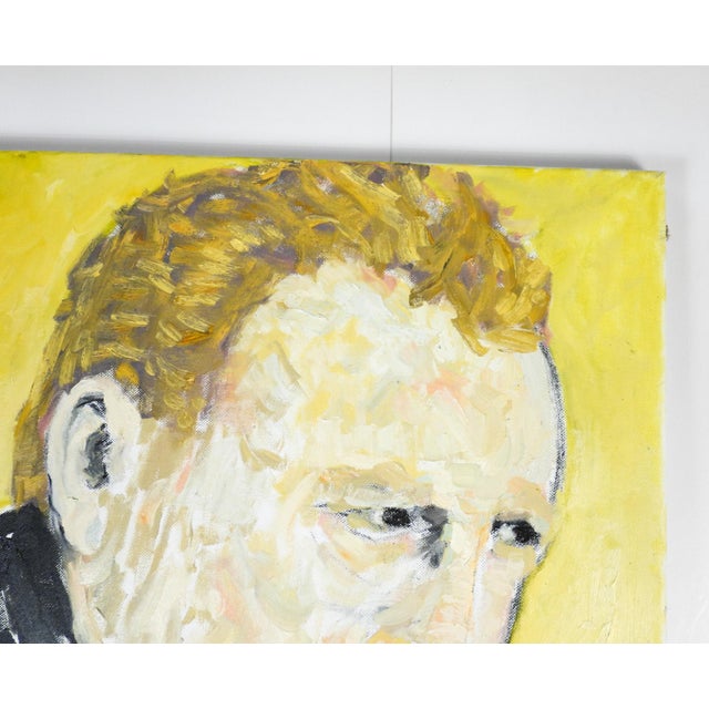 Contemporary oil on canvas portrait painting of man with yellow background by K. C. Bacon (1948-2026) Washington. Signed,...