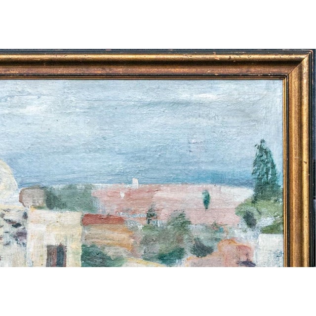 1935 Gordon McCouch Mediterranean Modernist Landscape Oil on Burlap For Sale In Portland, ME - Image 6 of 18