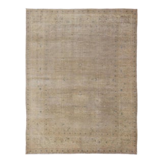 Minimalist Design Large Antique Tabriz Rug in All-Over Muted Design 12'6" X 15'9" For Sale