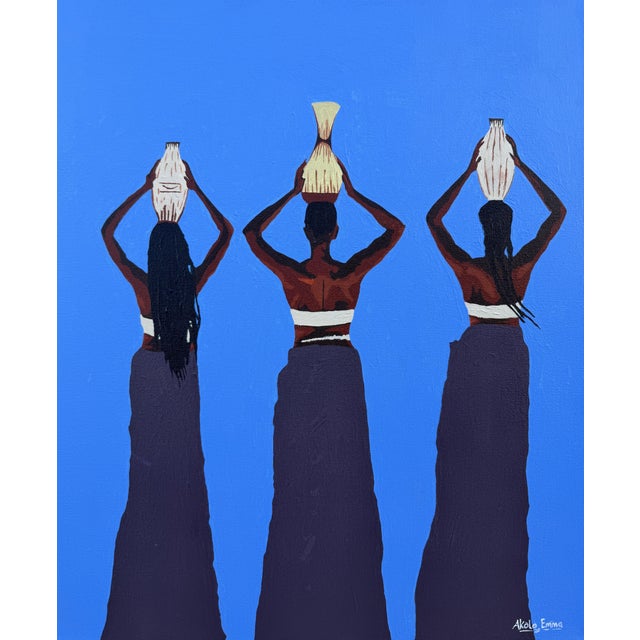 Sisters in Stride, Emmanuel Akolo (2026), Acrylic on Canvas, Unique Contemporary Wall Art For Sale