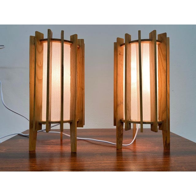 Wood Space Age Wooden Table Lamps by Ib Fabiansen for Fog & Mørup, Denmark, 1960s, Set of 2 For Sale - Image 7 of 9