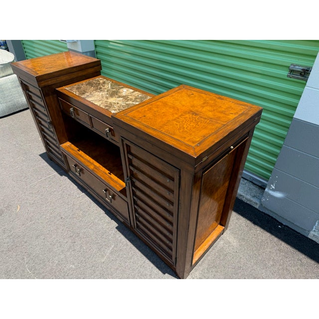 1990s Marge Carson- Vintage Marble Top Flip-Top Sideboard/Buffet For Sale - Image 5 of 12