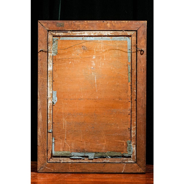 English School Antique Folk Art Oil Painting Portrait in Burr Wood Frame Home Wall Decor For Sale - Image 17 of 18