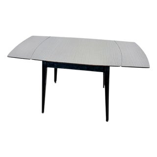 Mid-Century Modern Space Age Black & White Formica Draw Leaf Extending Dining Table For Sale
