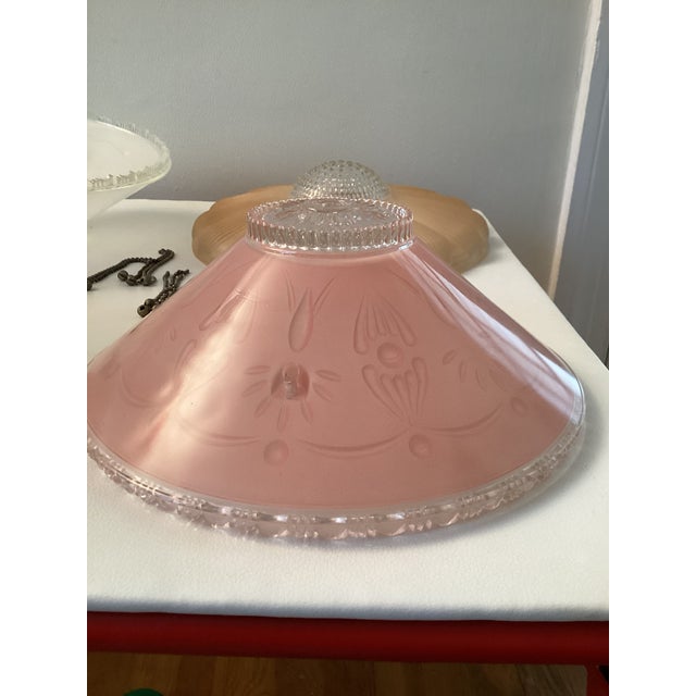 Vintage Patterned Glass Ceiling Shades - Set of 4 For Sale - Image 13 of 15