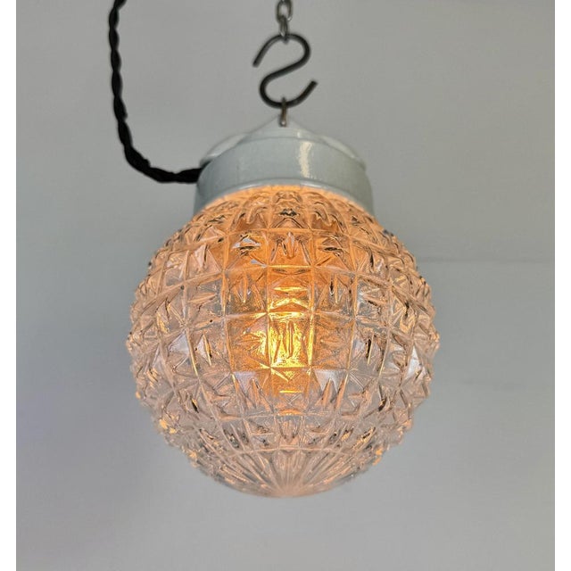 Vintage White Porcelain Pendant Light, 1970s For Sale - Image 14 of 16