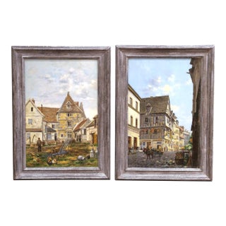 Pair of 19th Century Rouen Oil Paintings Attributed to Torello Ancillotti For Sale