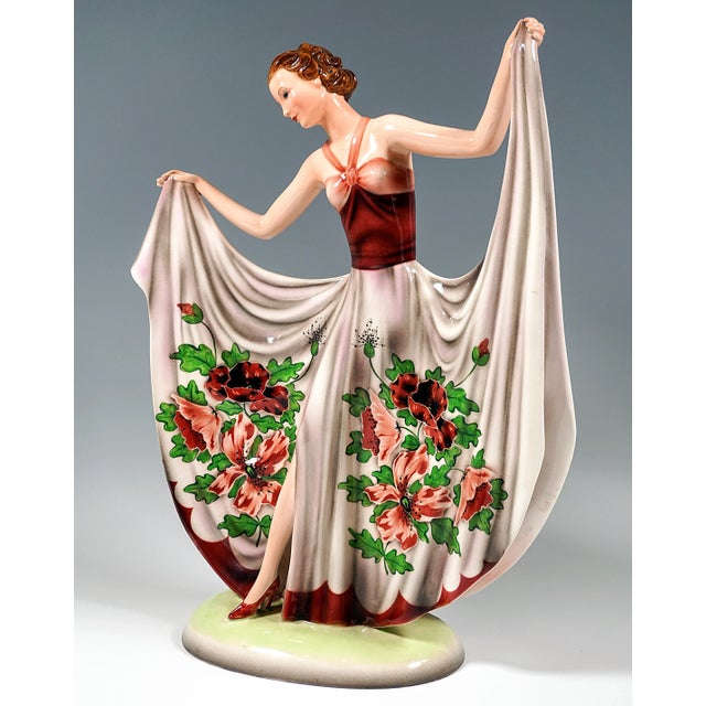 1930s Art Déco Posing Figure Dance Study attributed to Stephan Dakon for Goldscheider, 1937 For Sale - Image 5 of 8