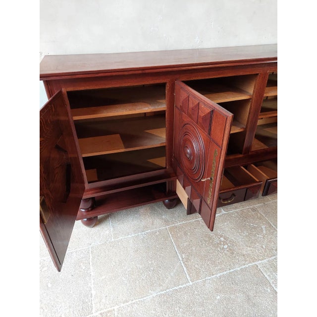 Walnut Sideboard attributed to Charles Dudouyt, 1940s For Sale - Image 11 of 13