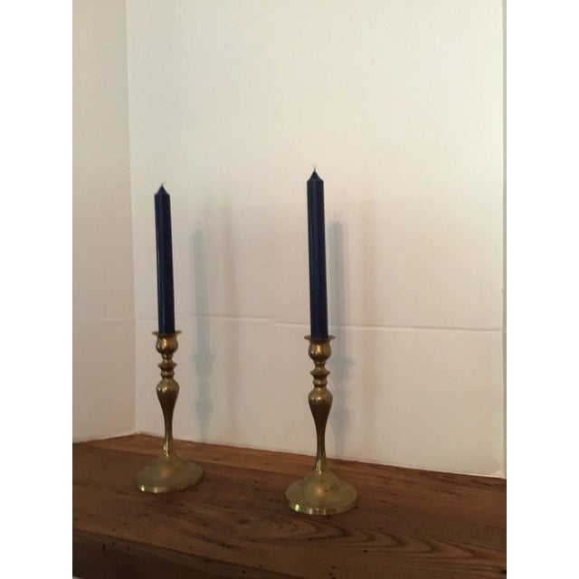 1950s 1950s Traditional Brass Candle Sticks For Sale - Image 5 of 6