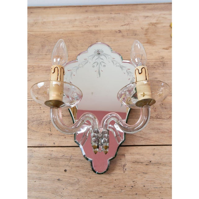 Large Venetian-Style Mirror and Glass Wall Sconce, 1950s For Sale - Image 12 of 12