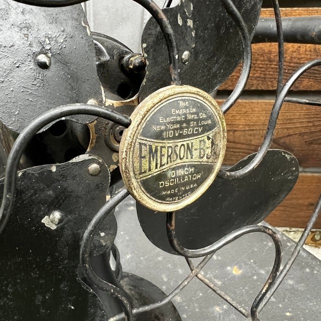 Vintage Emerson B Jr Oscillating Black Metal Desk Fan For Sale - Image 12 of 12
