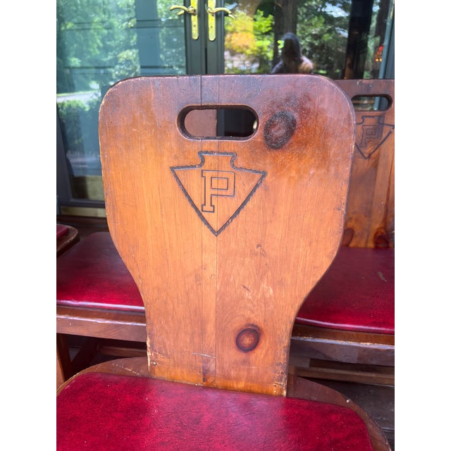 Mid 20th Century Set of Eight Restaurant Dining Chairs With Branded Keystone “P”, C. 1940, Berks County Provenance For Sale - Image 5 of 18
