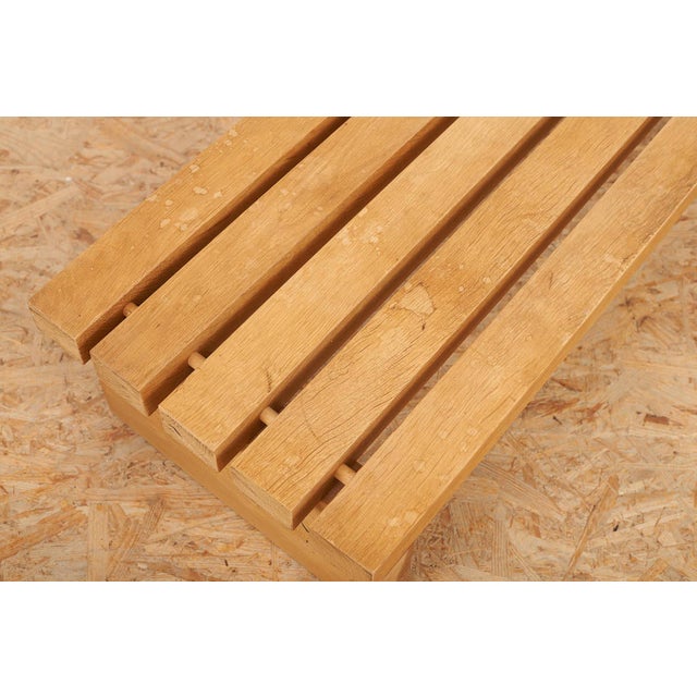 Wooden Bench with Legs and Slats in Oak, 1970s For Sale - Image 10 of 14