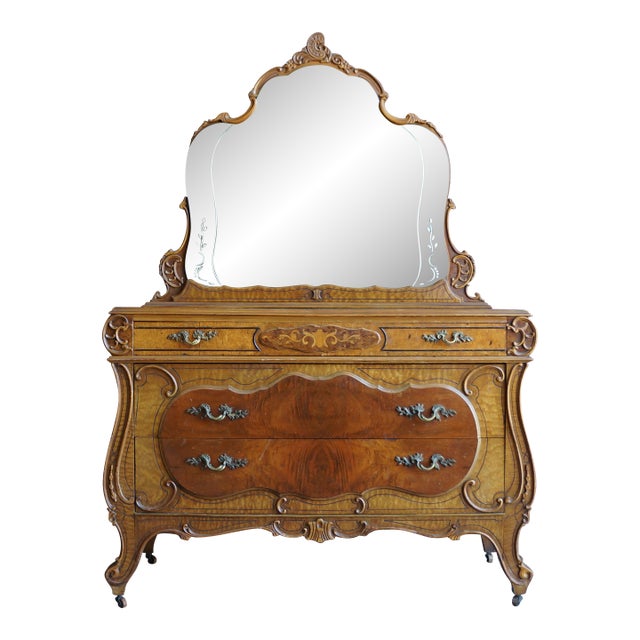 Antique French Style Chest of Drawers With Mirror For Sale