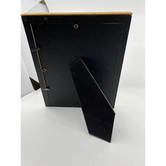 Vintage Italian Red Bole Gold Gilt Wood, Easel Back Picture Frame Under Glass For Sale - Image 9 of 14