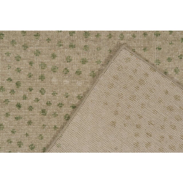 Textile Rug & Kilim’s Distressed Style Extra-Long Runner in Beige With Green Dot Pattern For Sale - Image 7 of 7