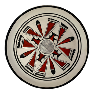Vintage Hanging Ceramic Art Pottery Plate, Hopi Style Decorative Wall Dish