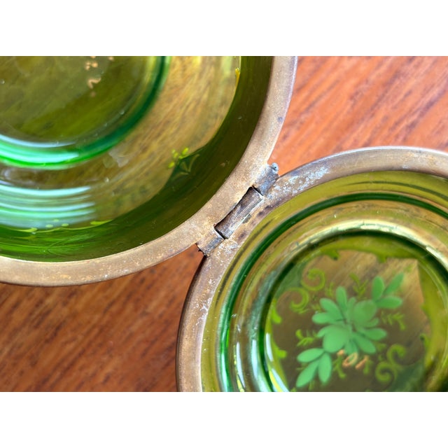 Victorian Moser Art Green Glass and Enamel Bohemian Dresser Box For Sale - Image 11 of 13